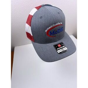 Richardson 112 Trucker Hat Gray American Flag McDonald Excavating Snapback Cap